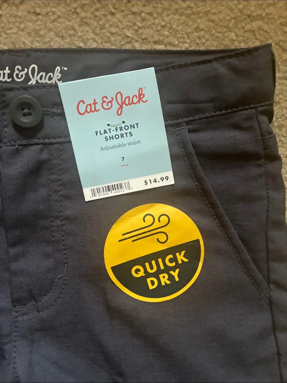 Cat & Jack Navy Boys' Quick-Dry Flat-Front Shorts